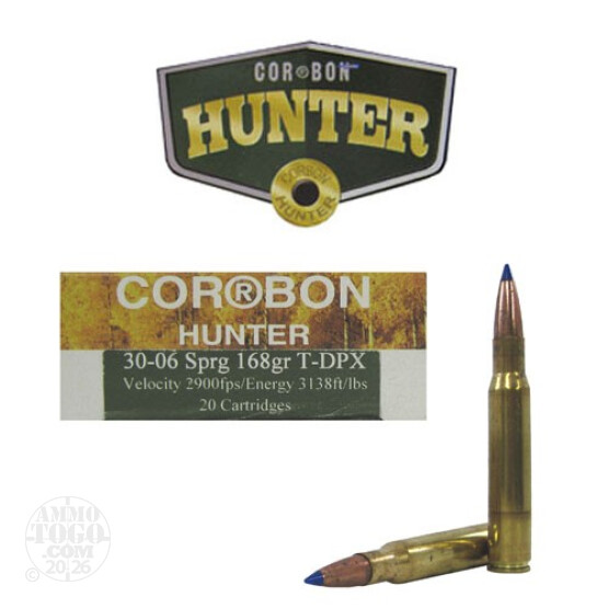 20rds - 30-06 Corbon Tip DPX 168gr. Polymer Tip DPX Ammo